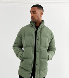 Дутая куртка хаки из переработанного материала с высоким воротником ASOS DESIGN Tall-Зеленый