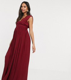 Плиссированное премиум-платье макси с кружевной отделкой ASOS DESIGN Maternity-Красный