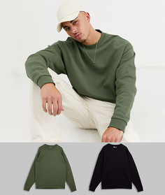 2 oversize-свитшота (черный/хаки) ASOS DESIGN-Мульти