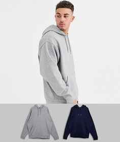 Набор из 2 oversize-худи (серый меланж/темно-синий) ASOS DESIGN-Мульти