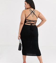 Платье миди с бретельками на спине ASOS DESIGN Curve-Черный