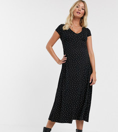 Плиссированное платье миди в горошек New Look Maternity-Черный