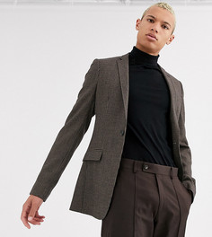 Супероблегающий пиджак в клетку темно-синего и черного цвета ASOS DESIGN Tall-Темно-синий