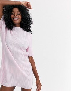 Розовое плиссированное платье-футболка ASOS DESIGN-Розовый