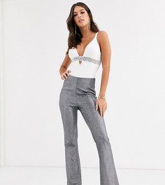 Серебристые блестящие брюки клеш Missguided Tall-Серебряный