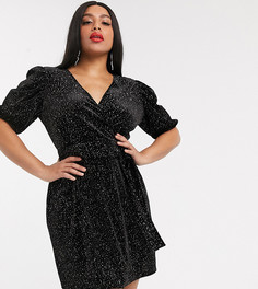 Бархатное чайное платье мини ASOS DESIGN Curve-Черный
