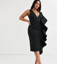 Черное платье на бретельках с оборками Lavish Alice Plus-Черный