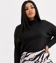 Черная водолазка в рубчик ASOS DESIGN Curve-Черный