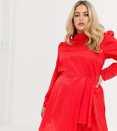 Жаккардовое платье мини с высоким воротом ASOS DESIGN Curve-Красный