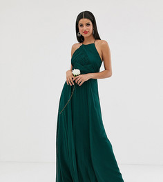 Платье макси со сборками на лифе ASOS DESIGN Tall Bridesmaid-Зеленый
