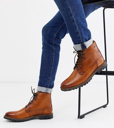 Светло-коричневые выбеленные ботинки для широкой стопы на шнуровке Base London - Callahan-Светло-коричневый
