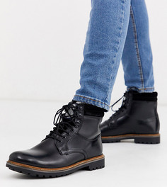 Черные ботинки для широкой стопы со шнуровкой Base London-Черный