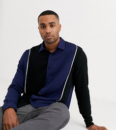 Сине-черная свободная рубашка со вставками ASOS DESIGN Tall-Темно-синий