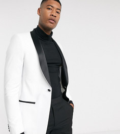 Белый приталенный пиджак-смокинг с черными лацканами ASOS DESIGN Tall