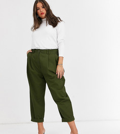 Широкие брюки со складками ASOS DESIGN Curve-Зеленый