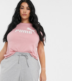 Розовая футболка с логотипом Puma Plus Essentials-Розовый