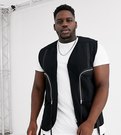 Жилет с ремешками и отделкой в стиле милитари ASOS DESIGN Plus-Черный