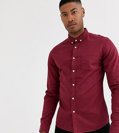 Эластичная джинсовая рубашка бордового цвета ASOS DESIGN Tall-Красный