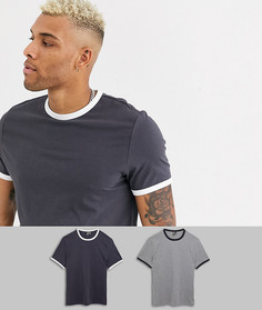 Футболка из органического хлопка с контрастной отделкой ASOS DESIGN - Набор из 2 шт. со скидкой-Мульти