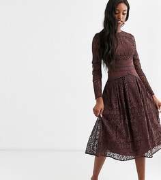 Кружевное платье с длинными рукавами и отделкой ASOS DESIGN Tall-Синий
