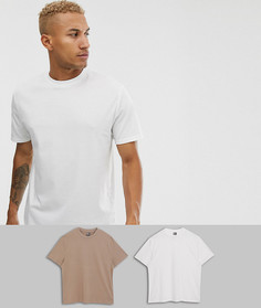 2 свободных футболки с круглым вырезом из органического хлопка ASOS DESIGN - Скидка-Мульти