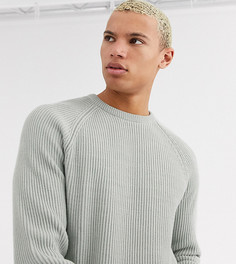 Светло-серый джемпер в рубчик с рукавами реглан ASOS DESIGN Tall