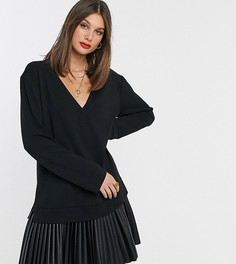 Трикотажное платье со вставкой из искусственной кожи ASOS DESIGN Tall-Черный
