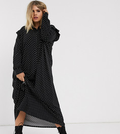 Платье-рубашка макси в горошек с длинными рукавами ASOS DESIGN Curve-Мульти