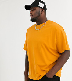 Оранжевая oversize-футболка из ткани пике из органического хлопка с круглым вырезом ASOS DESIGN Plus-Коричневый