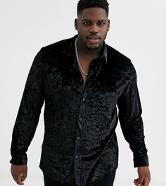 Черная бархатная приталенная рубашка ASOS DESIGN Plus-Черный