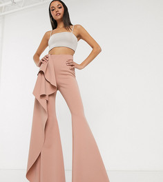 Брюки с оборкой ASOS DESIGN Tall-Бежевый