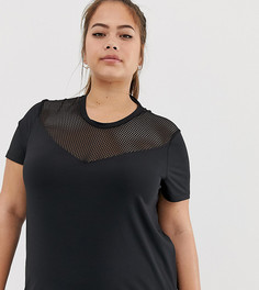 Свободная футболка с сетчатой вставкой ASOS 4505 Curve-Черный