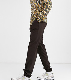 Короткие зауженные брюки коричневого цвета с манжетами ASOS DESIGN Tall-Коричневый