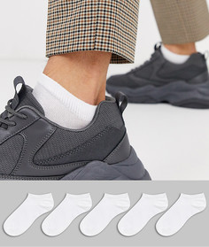 Набор из 5 пар белых спортивных носков ASOS DESIGN - Скидка-Белый