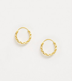 Серебряные фактурные серьги-кольца ASOS DESIGN-Золотой
