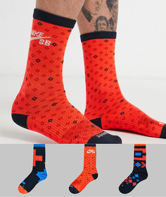 Набор из 3 пар красных носков Nike SB-Красный