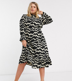 Черное платье миди с высоким воротом Vero Moda Curve-Черный