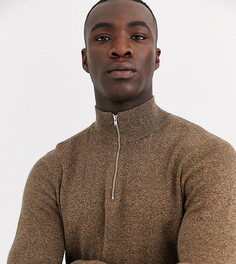 Светло-коричневый джемпер с короткой молнией ASOS DESIGN tall