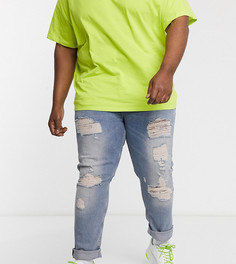 Голубые узкие рваные джинсы ASOS DESIGN Plus-Синий