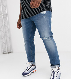 Синие зауженные джинсы с рваной отделкой ASOS DESIGN Plus-Синий