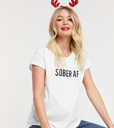 Футболка с принтом "sober AF" ASOS DESIGN-Белый