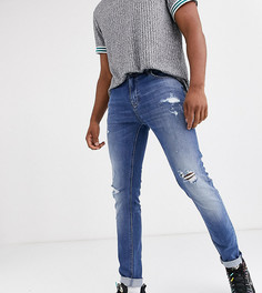 Синие джинсы скинни с рваной отделкой ASOS DESIGN Tall-Синий