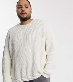 Белый свободный джемпер в рубчик ASOS DESIGN Plus