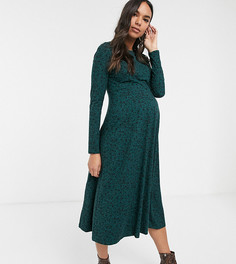 Зеленое свободное платье с цветочным принтом New Look Maternity-Зеленый
