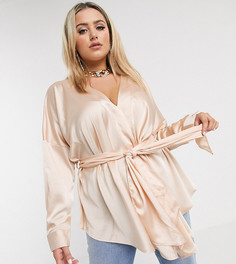 Розоватая блузка с глубоким вырезом Missguided Plus-Бежевый