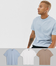 3 свободных футболки с круглым вырезом из органического хлопка ASOS DESIGN - Скидка-Мульти