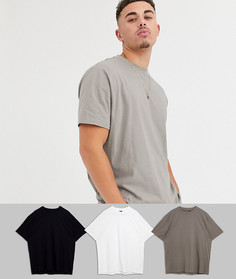 3 свободных футболки с круглым вырезом из органического хлопка ASOS DESIGN - Скидка-Мульти