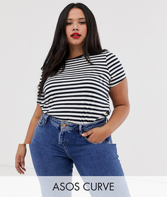 Футболка в полоску с круглым вырезом ASOS DESIGN Curve ultimate-Мульти
