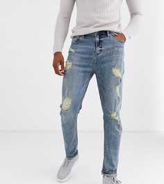 Светло-синие джинсы-морковки с рваной отделкой ASOS DESIGN Tall-Синий