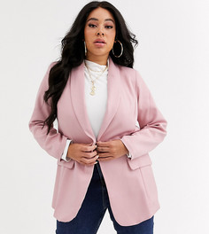 Розовый удлиненный пиджак New Look Curve-Бежевый